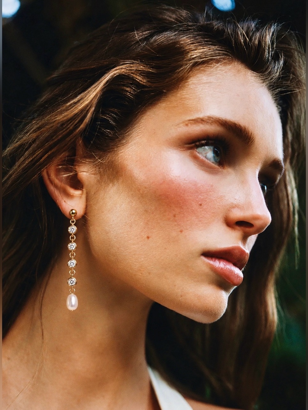 NWOT Jules Smith Bling Cultured Freshwater Pearl Drop Yellow Gold Earrings Light